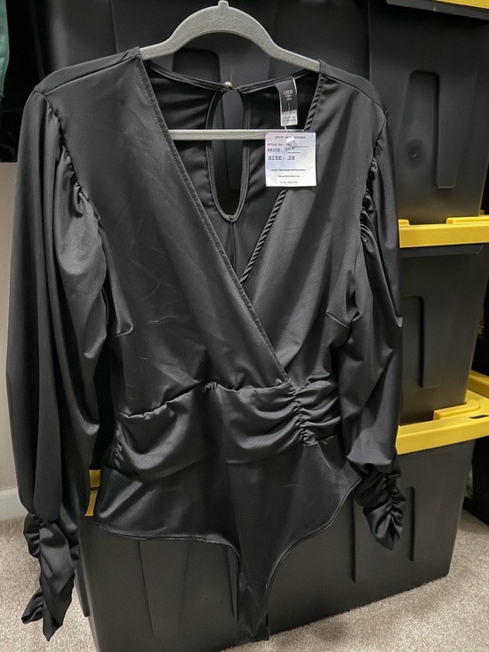 Tops - Black Wrap-Style Bodysuit